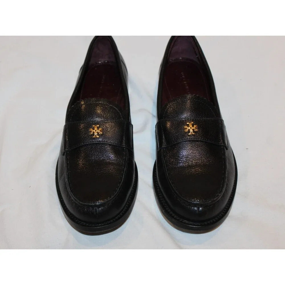 Tory Burch Classic Loafer Goat Leather Perfect Black Size 8.5 NWOB $325